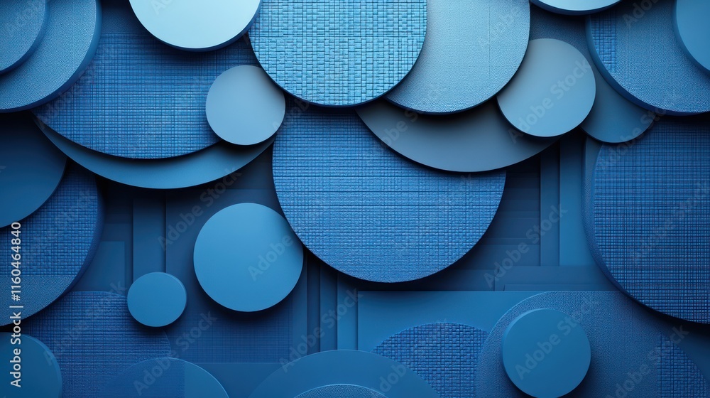 Poster 3d blue geometric shapes background with abstract patterns and digital-inspired details