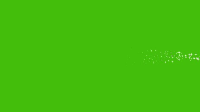 stars particle trail entering from left of frame useful for transition and wipe effect, Rainbow glitter sparkle particle trail Abstract epic space green background 4k