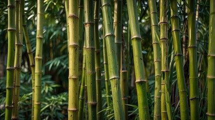 green wallpaper, Close-up of fresh bamboo stalks against vibrant greenery

