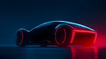 Sleek Futuristic Car with Glowing Digital Smart Glass Window Controls