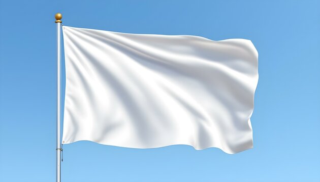Banner white flag mockup for print design presentation. logo, text, promotional poster. Behind sky clouds background