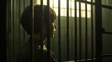 Silhouette of a person standing behind bars, symbolizing confinement and the struggle for freedom, reflecting themes of resilience and hope in overcoming obstacles.