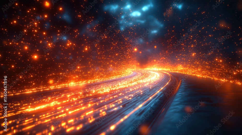 Poster a futuristic ai-powered high-speed technology concept featuring dynamic motion and glowing neural ne