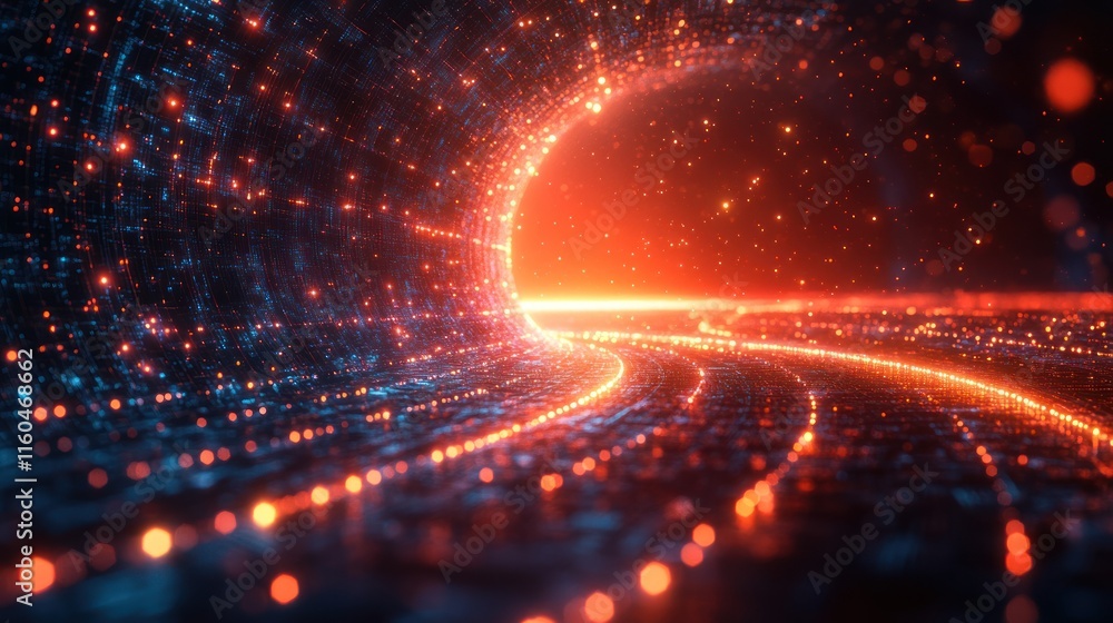 Poster a high-speed ai visualization with vibrant energy lines, futuristic elements, and advanced machine l