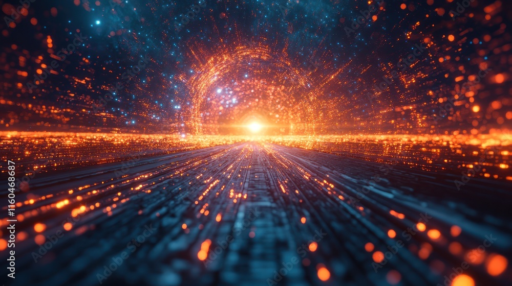 Poster a high-speed ai visualization with vibrant energy lines, futuristic elements, and advanced machine l