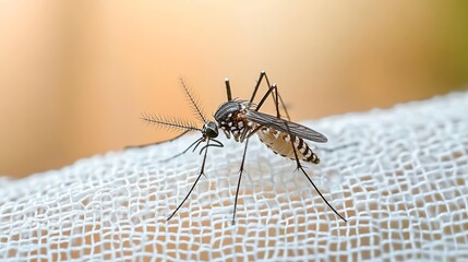 Mosquito on white mosquito wire mesh,net.Mosquito disease is carrier of Malaria, Zica Virus,Fever.