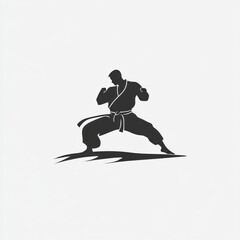 Obraz premium Karate martial arts fighter silhouette logo.