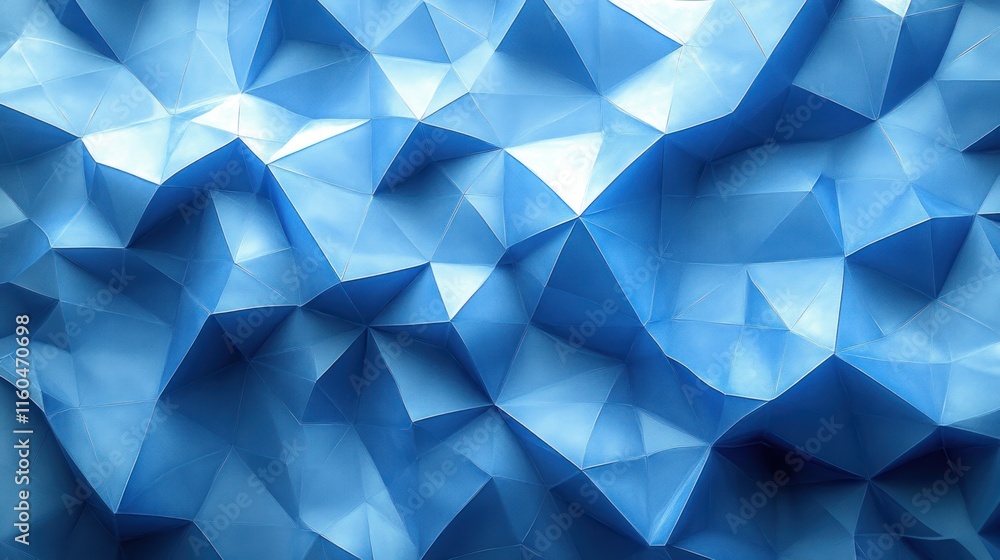 Poster a minimalist blue geometric background with clean, sharp polygonal patterns and subtle gradients