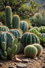 green wallpaper, Cactus garden with shades of green and subtle textures

