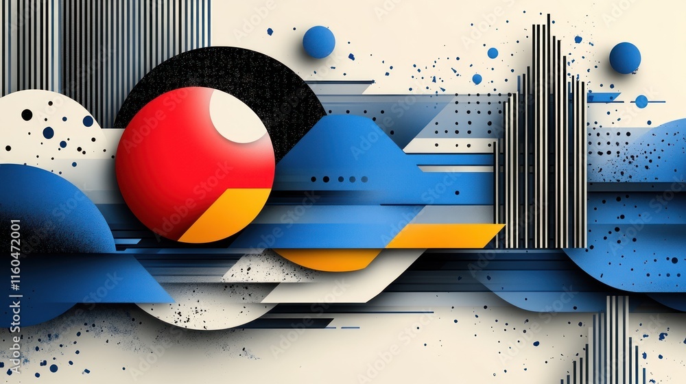Poster abstract blue geometric texture design with dynamic motion lines and minimalist shapes