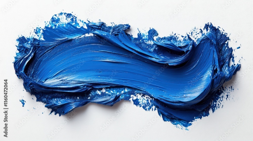 Poster abstract blue paint brush stroke design with dynamic patterns and soft textures, on solid white back