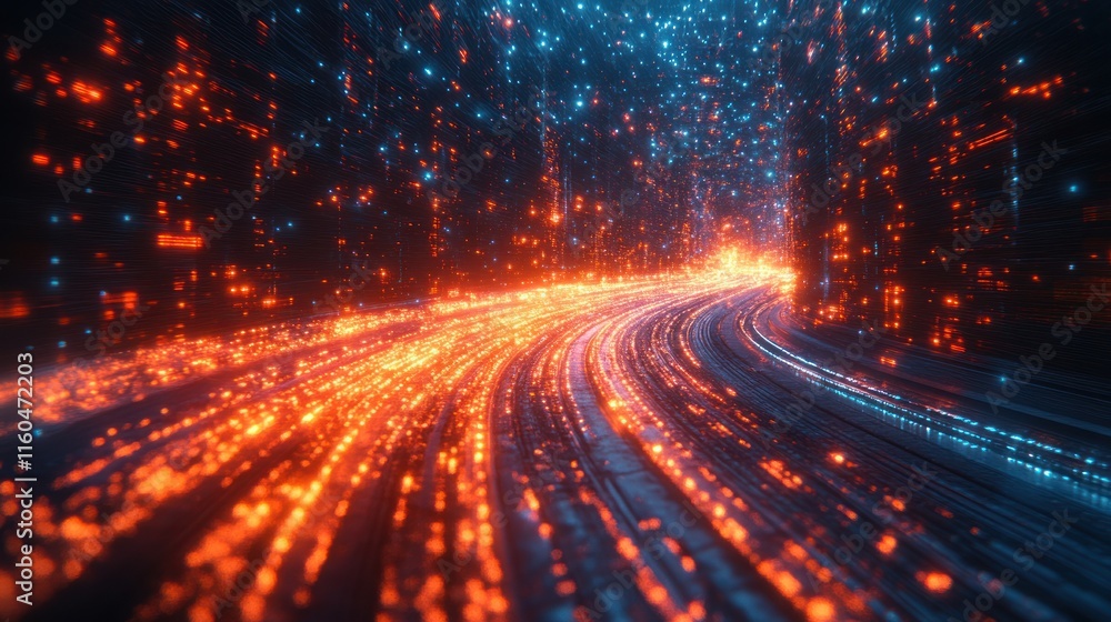 Poster abstract digital speed with ai technology, blending fast motion effects with advanced technological 