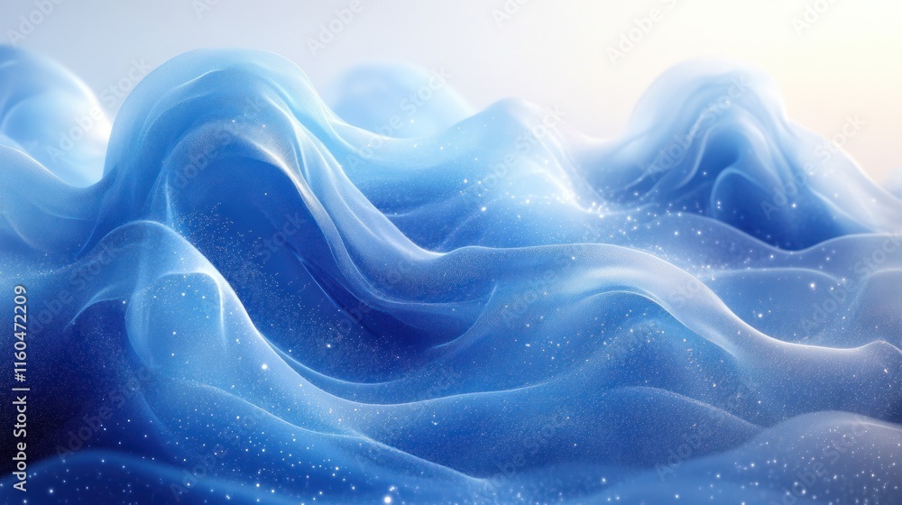 Poster abstract dynamic blue design with motion effects, vibrant waves, and soft gradient transitions