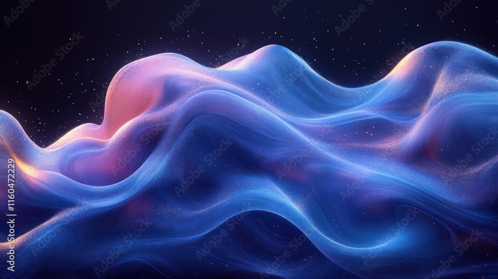 Poster abstract dynamic blue design with motion effects, vibrant waves, and soft gradient transitions