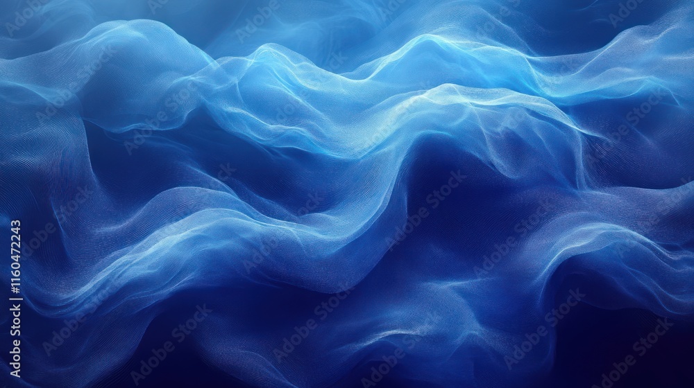 Poster abstract dynamic blue design with motion effects, vibrant waves, and soft gradient transitions