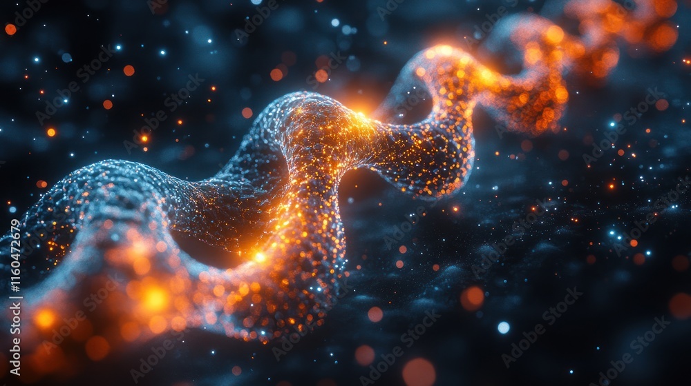 Poster ai-driven high-speed concept in biotech, with molecular patterns and dynamic motion effects