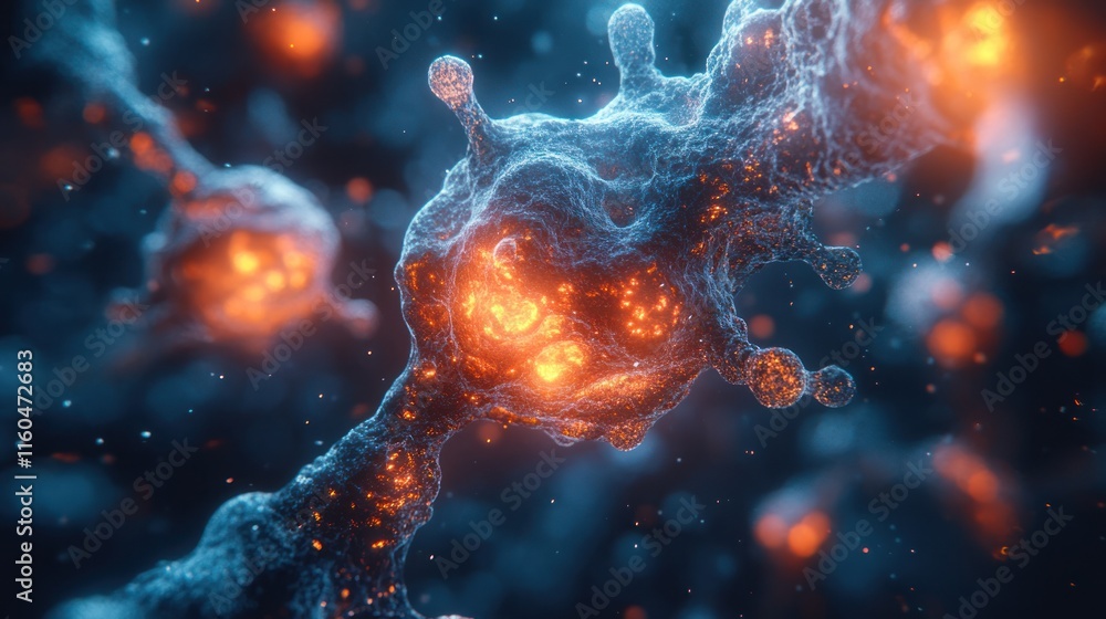 Poster ai-driven high-speed concept in biotech, with molecular patterns and dynamic motion effects