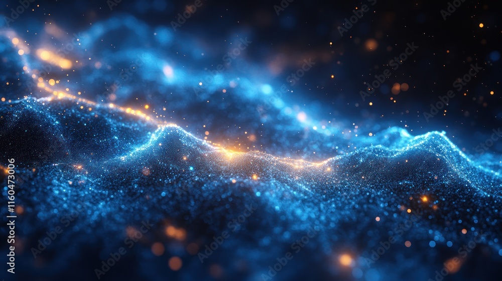 Poster ai-enhanced dynamic blue background with intricate neural patterns and futuristic motion effects