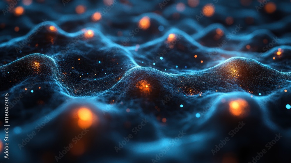 Poster ai-enhanced dynamic blue background with intricate neural patterns and futuristic motion effects