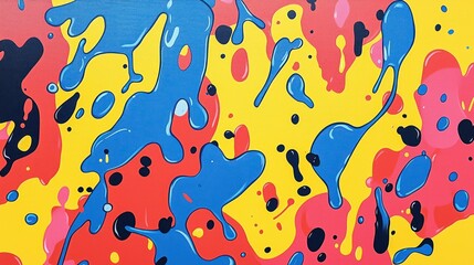 Abstract Colorful Paint Splashes Artwork