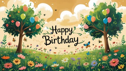 spring landscape with flowers