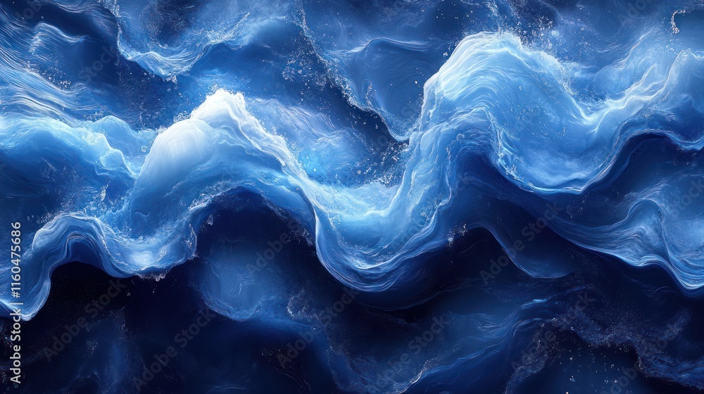 Poster artistic dynamic blue pattern featuring motion effects and fluid shapes for a creative touch
