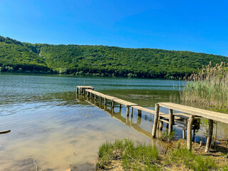 wooden bridge over the river