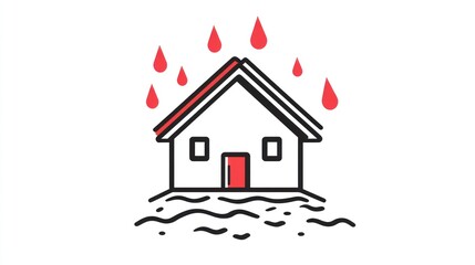 Fototapeta premium House flooded with rain leaking roof.