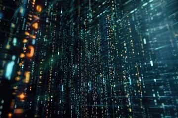 Binary code abstract technology. Wallpaper of binay data falling