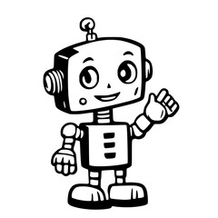 Minimalist Robot Waving Hi Vector Design
