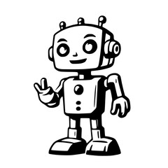 Stylized Robot Saying Hi Vector Art