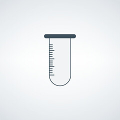 Vector icon of a test tube with a ruler on white background