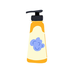 organic shampoo baby cartoon. natural sensitive, fragrance free, mild nourishing organic shampoo baby sign. isolated symbol vector illustration