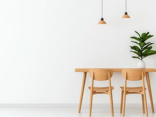 Fototapeta premium Scandinavianinspired coworking space with wooden furniture, white walls, and clean design, Coworking Space, Scandinavian Minimalism