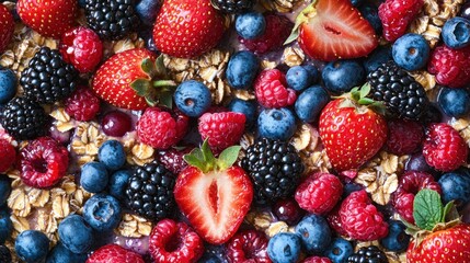 Delicious Berry Oatmeal Breakfast Bowl With Fresh Fruit