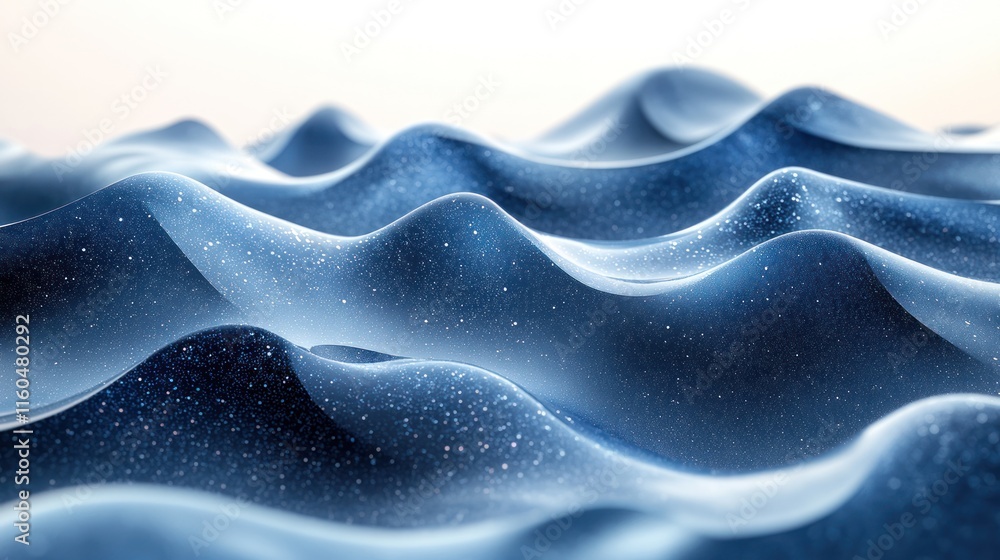Poster dynamic blue background with 3d effects and abstract wave motions, highlighting a sense of depth and