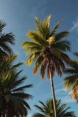 green wallpaper, Bright tropical palm leaves swaying under a clear sky

