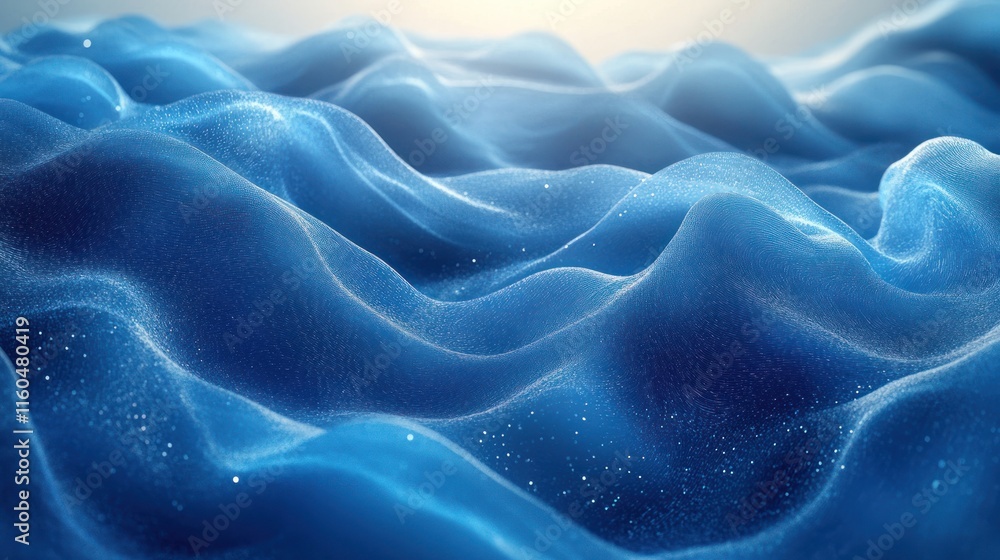 Poster dynamic blue texture with natural lighting and soft flowing waves, creating an elegant and fresh app