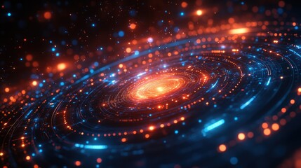 Dynamic lines and gradient effects on a dark blue technology background, showcasing energy and innovation