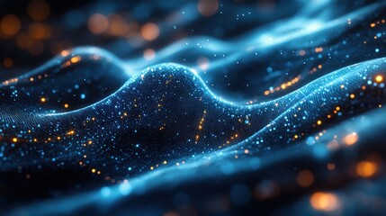 Futuristic blue geometric shapes with neural network connections and cutting-edge technology themes