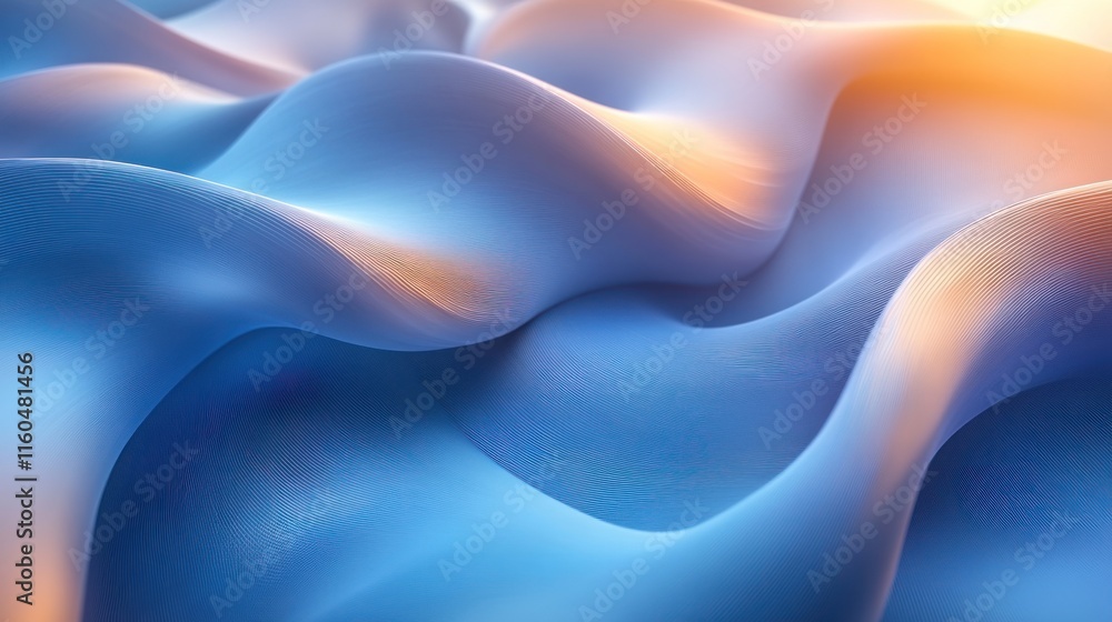 Poster gradient blue geometric background featuring smooth transitions and interconnected shapes for techno