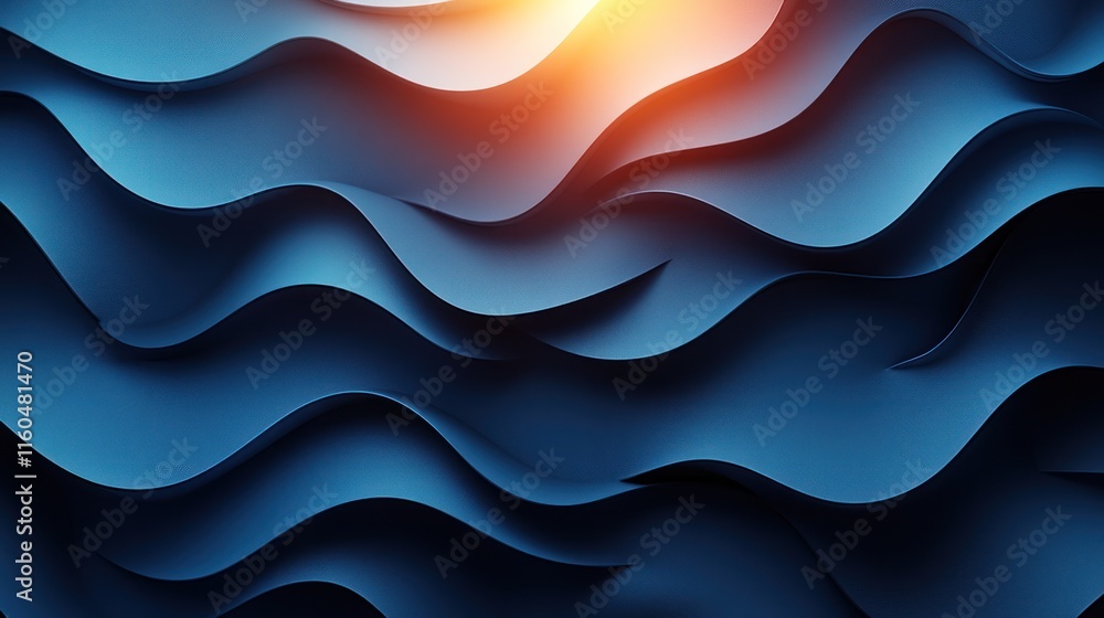 Poster gradient blue geometric background featuring smooth transitions and interconnected shapes for techno
