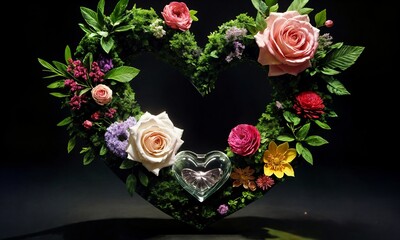 Romantic Valentine’s Roses and Hearts - Elegant Floral Design Featuring Red Flowers, Heart Symbols, and Subtle Love-Themed Accents