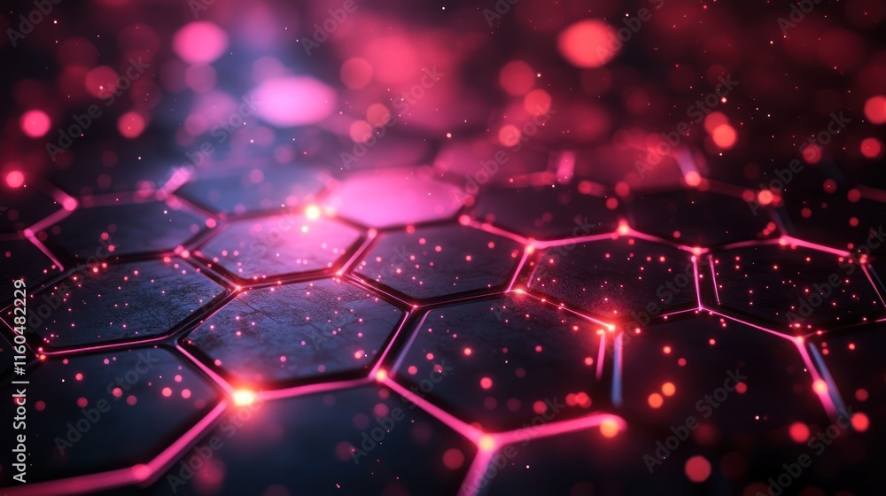 Poster high-tech hexagonal grid background featuring abstract connections and a clean, modern style