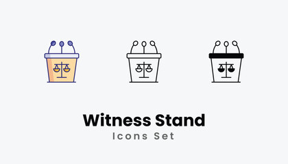 Witness Stand Icons thin line and glyph vector icon stock illustration