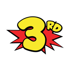Fototapeta premium Vibrant comic-style 3rd sign, perfect for kids' birthday celebrations