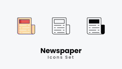 Newspaper Icons thin line and glyph vector icon stock illustration