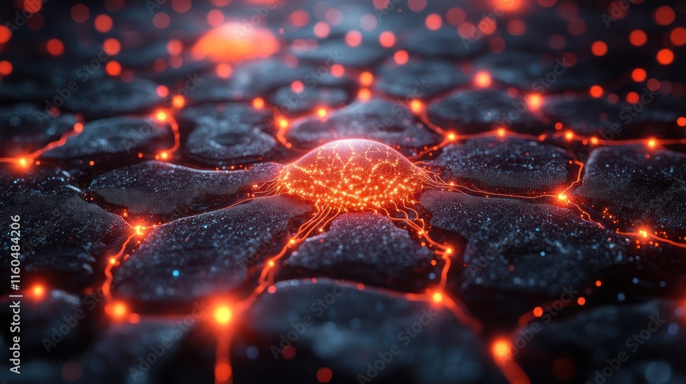 Poster neural network high-speed technology concept with motion graphics and glowing interconnected pathway