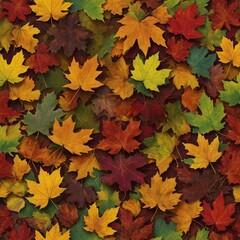 Create a vibrant cartoon-style illustration featuring a diverse set of autumn leaves. 