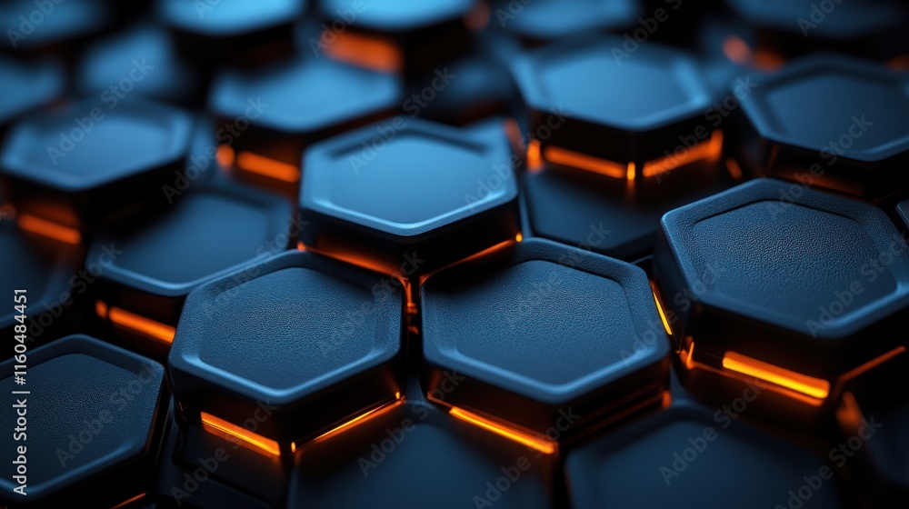 Poster organic hexagonal tech background blending natural shapes with modern abstract grids